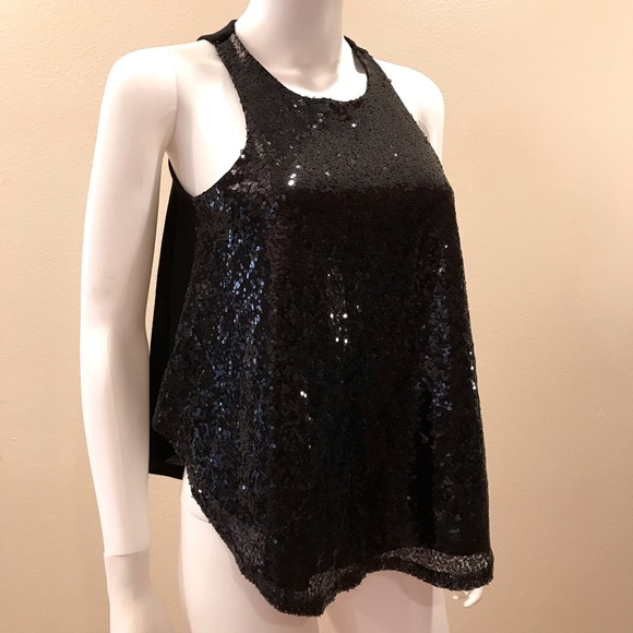 Rue21 Tops - Rue 21 Black Sequin Halter Tank Top Size M Festival Glamcore Dance Club Sparkle